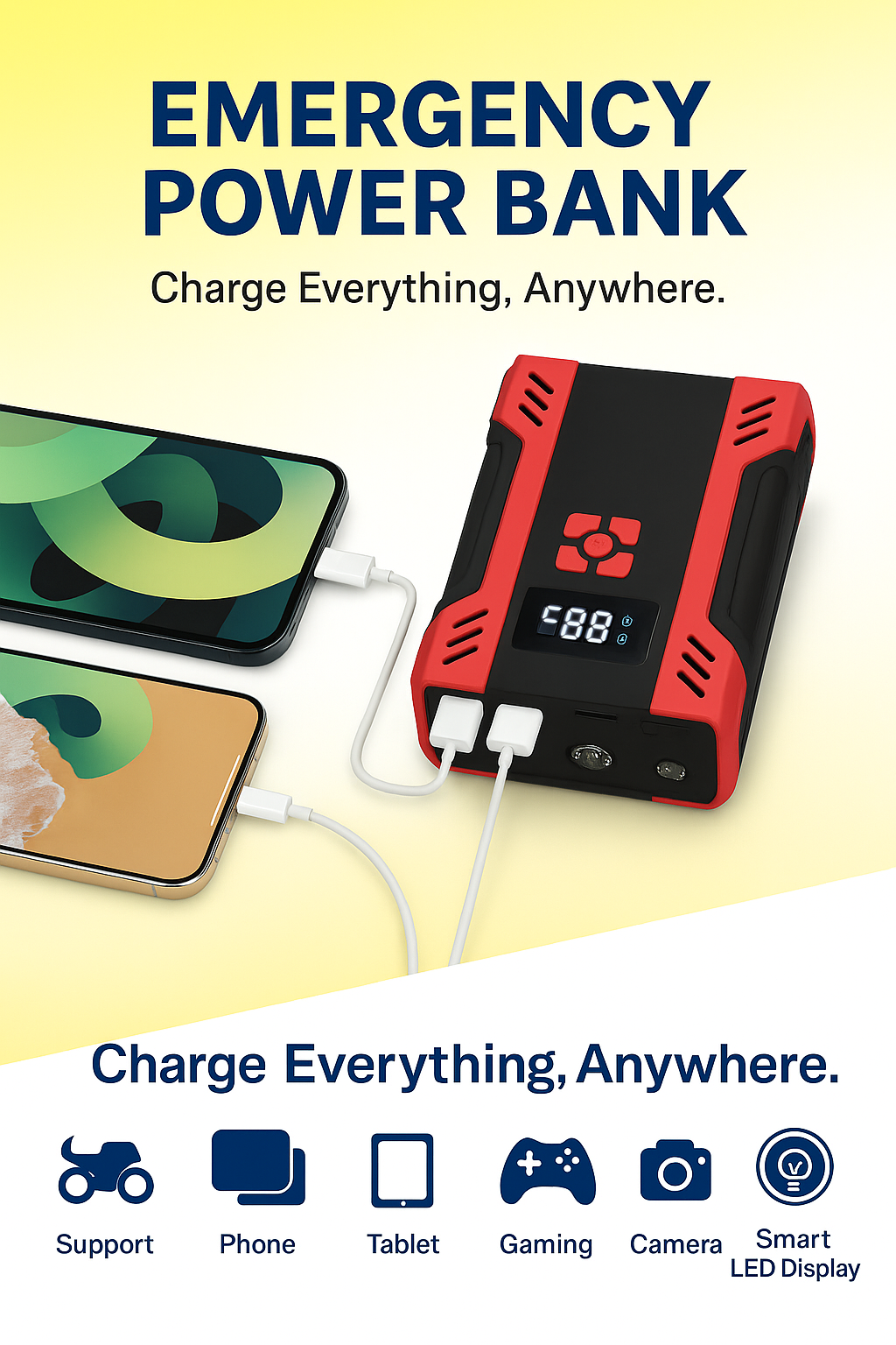 PowerVault 2000 – Portable Jump Starter & Air Compressor for Cars, SUVs, Trucks & Motorbikes (12V, 6.5L Gas / 4.0L Diesel)