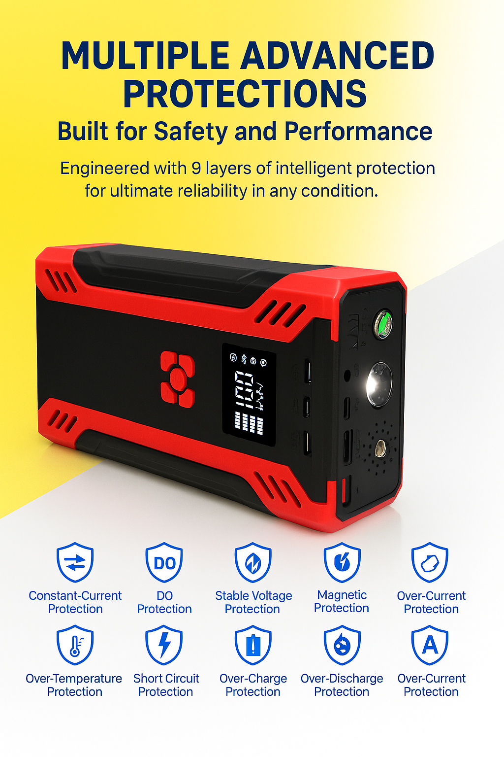 PowerVault 2000 – Portable Jump Starter & Air Compressor for Cars, SUVs, Trucks & Motorbikes (12V, 6.5L Gas / 4.0L Diesel)