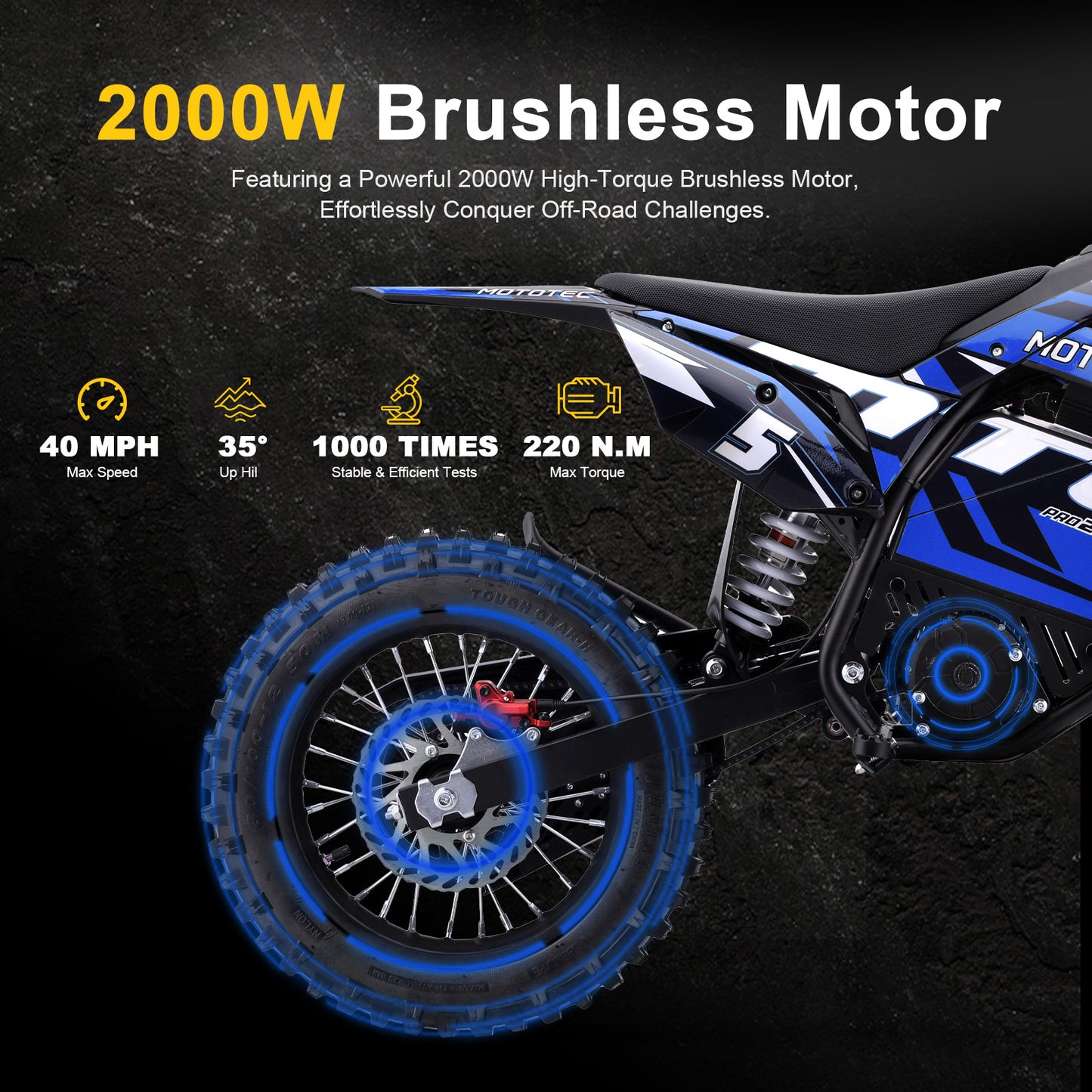 MotoTec Pro 60V 2000W Electric Dirt Bike by Swag House Store