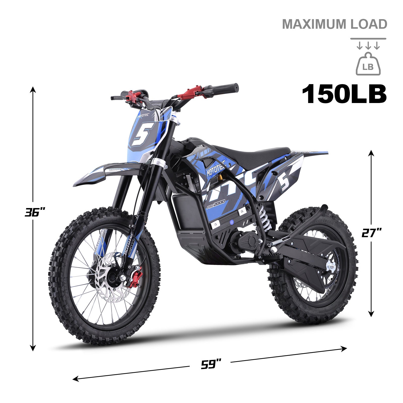 MotoTec Pro 60V 2000W Electric Dirt Bike