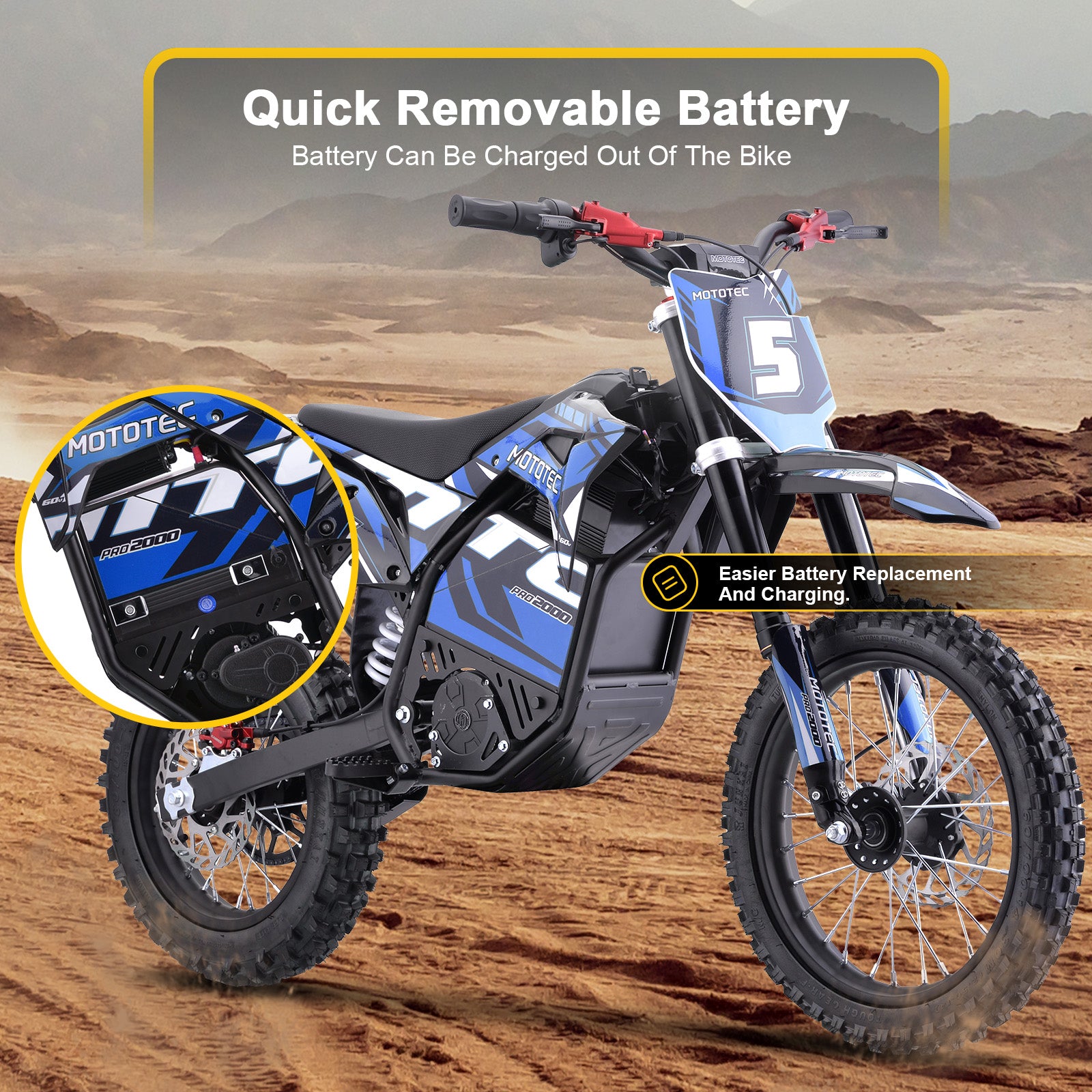 MotoTec Pro 60V 2000W Electric Dirt Bike