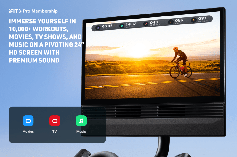 NordicTrack X24 Bike With 24 Inch Touchscreen Indoor Cycling Console, 20 Percent Incline, 10 Percent Decline