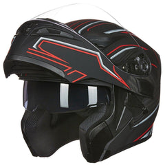 ILM 902LED Modular Helmet — RedBlack-Led