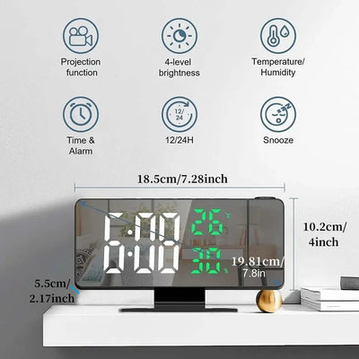 180 Degree Rotatable Projection Digital Alarm Clock with Temperature and Humidity Display Swag House