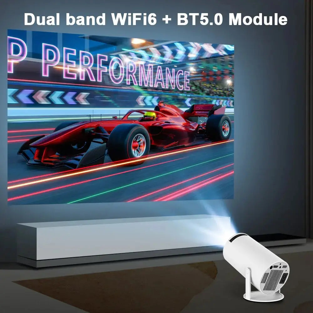 Magcubic HY300 Auto Keystone Correction Portable Projector, 4K/ 200 ANSI Smart Projector with 2.4/5G WiFi, BT 5.0, 130 Inch Screen, 180 Degree Flip, Round Design, Home Video Projector Swag House