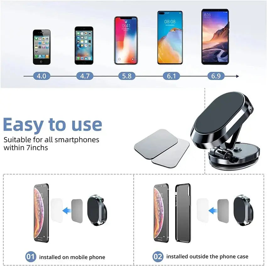 360-Degree Adjustable Magnetic Car Phone Holder Swag House