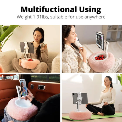 New 2024 Plush Pillow Phone Tablet Bracket Desktop Stand Adjustable Length Angle For Live Straming Video Chat Lazy Tablet Holder