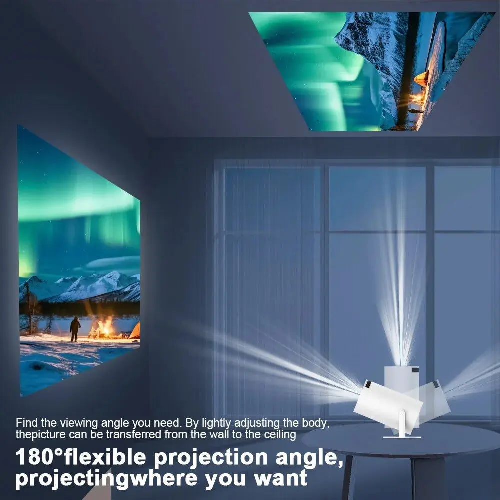 Magcubic HY300 Auto Keystone Correction Portable Projector, 4K/ 200 ANSI Smart Projector with 2.4/5G WiFi, BT 5.0, 130 Inch Screen, 180 Degree Flip, Round Design, Home Video Projector Swag House
