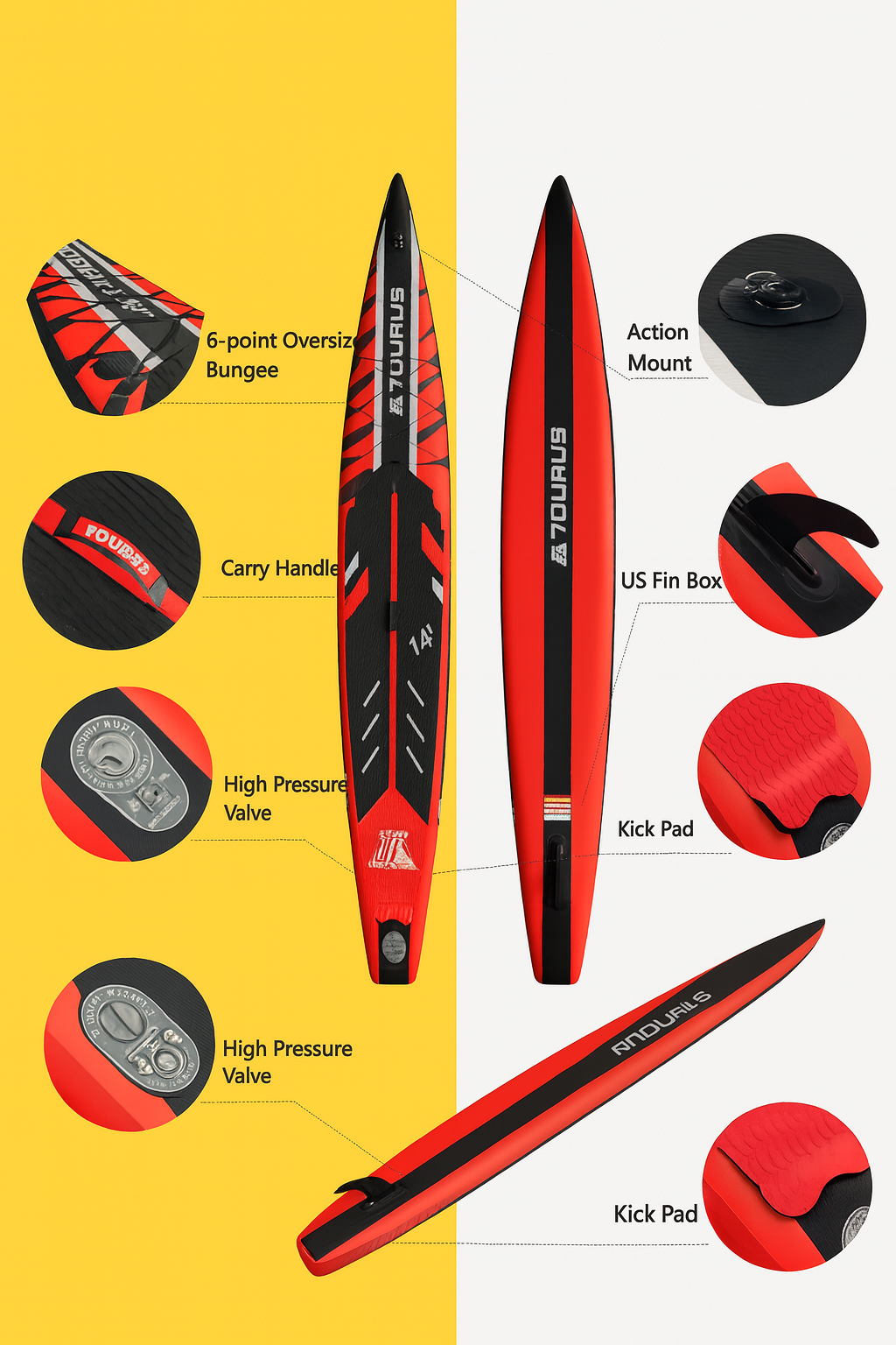14’ Inflatable Race Paddle Board – Premium Performance (5-Year Warranty + Full Kit)