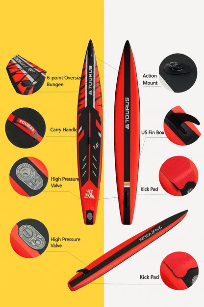 14’ Inflatable Race Paddle Board – Premium Performance (5-Year Warranty + Full Kit) by Swag House Store