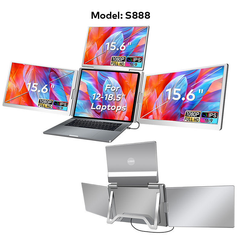Portable Triple-Screen Laptop Monitor – Connect 3 Monitors with One Cable | USB-C Laptop Screen Extender