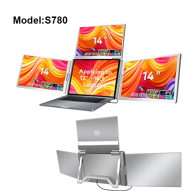 Portable Triple-Screen Laptop Monitor – Connect 3 Monitors with One Cable | USB-C Laptop Screen Extender