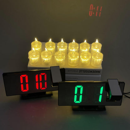 Ultimate Bedside Wake-Up Bundle: Projection Digital Alarm Clock with Free LED Candle Lights