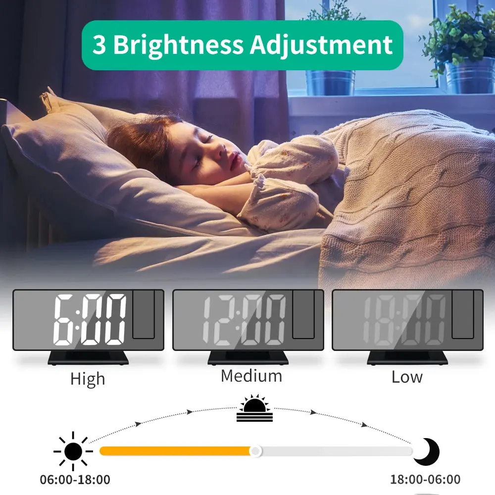 Ultimate Bedside Wake-Up Bundle: Projection Digital Alarm Clock