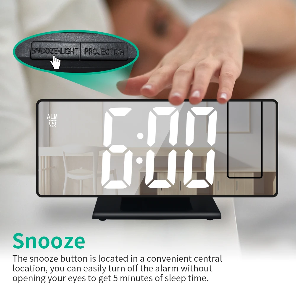 Ultimate Bedside Wake-Up Bundle: Projection Digital Alarm Clock with Free LED Candle Lights