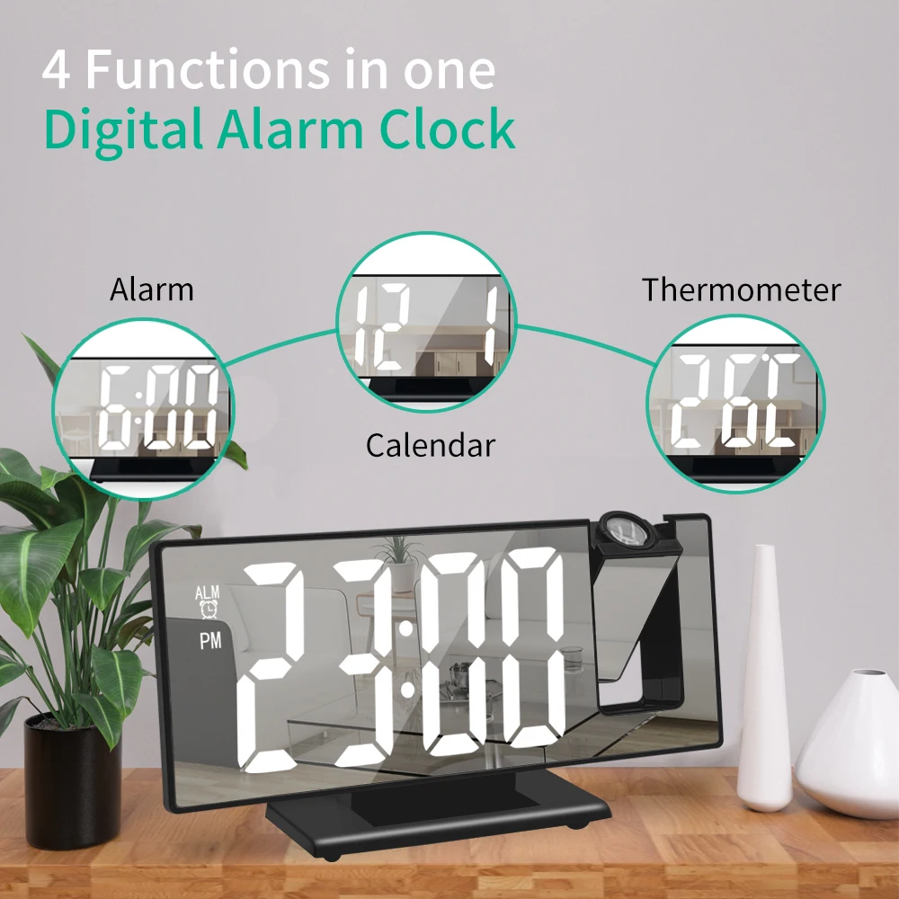 Ultimate Bedside Wake-Up Bundle: Projection Digital Alarm Clock with Free LED Candle Lights