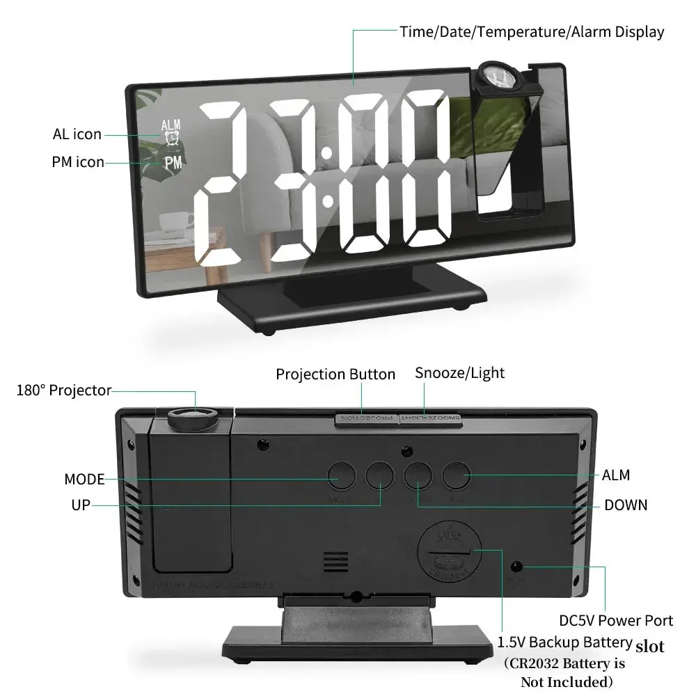 Ultimate Bedside Wake-Up Bundle: Projection Digital Alarm Clock