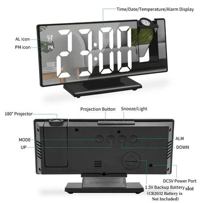 Ultimate Bedside Wake-Up Bundle: Projection Digital Alarm Clock with Free LED Candle Lights