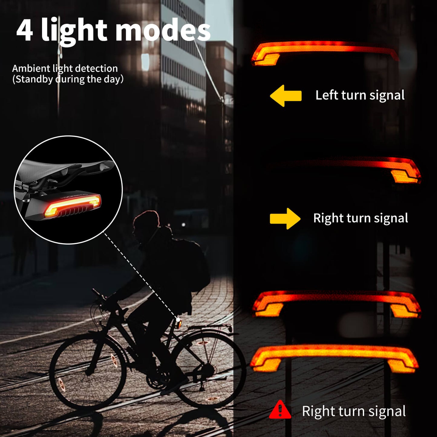 Smart Bike Tail Light with Remote Turn Signals & Laser